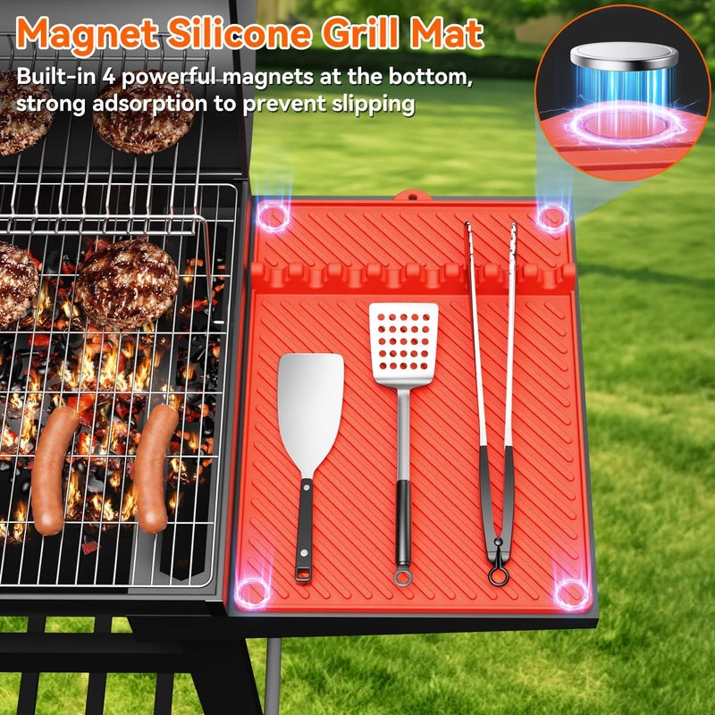 Protebox Silicone Griddle Mat for Blackstone - Magnetic Silicone Grill Tools Mat for Blackstone Accessories, Side Shelf Spatula Utensil Mats with Drip Pad for Outdoor BBQ Grill Kitchen Countertop (2-Pack) - Image 3